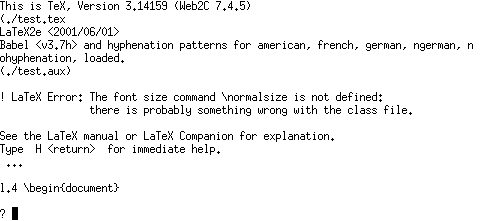 LaTeX-Fehlermeldung